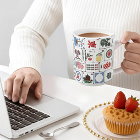 Ferrochef mahjong mug's thick ceramic provides a comfortable grip.