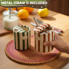 Ferrochef sip-hole mug green-brown ideal for hot beverages.