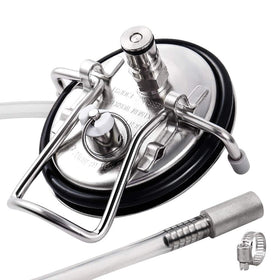Ferroday carbonation keg lid with assembly enables quick home carbonation in corny kegs.