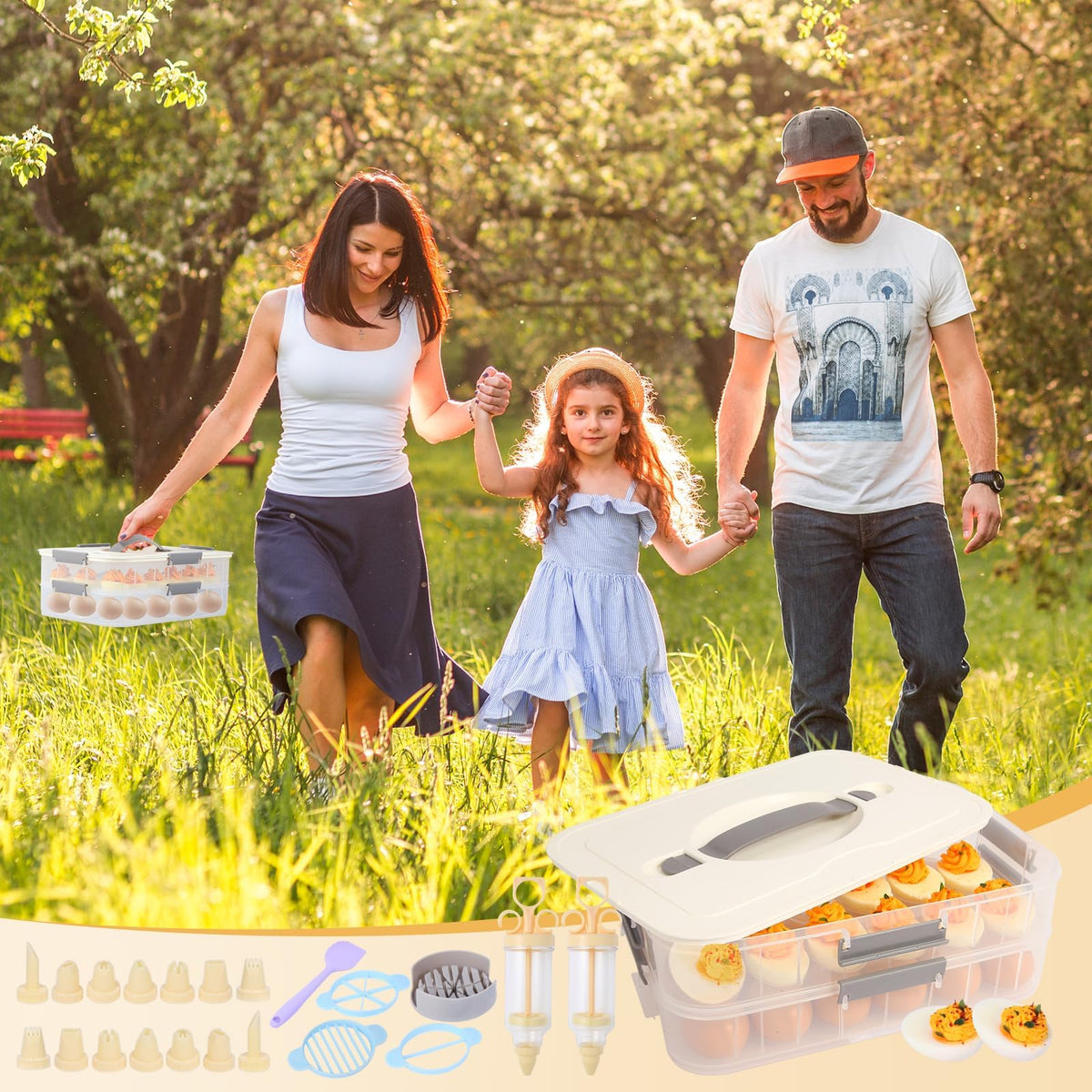 Fertilfy stackable egg tray with carrying handle for easy transport