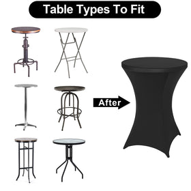 FestiCorp Spandex black table cover in a bar or restaurant setting for a polished look