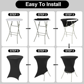 FestiCorp Spandex black round table cover at a wedding setup with sleek styling