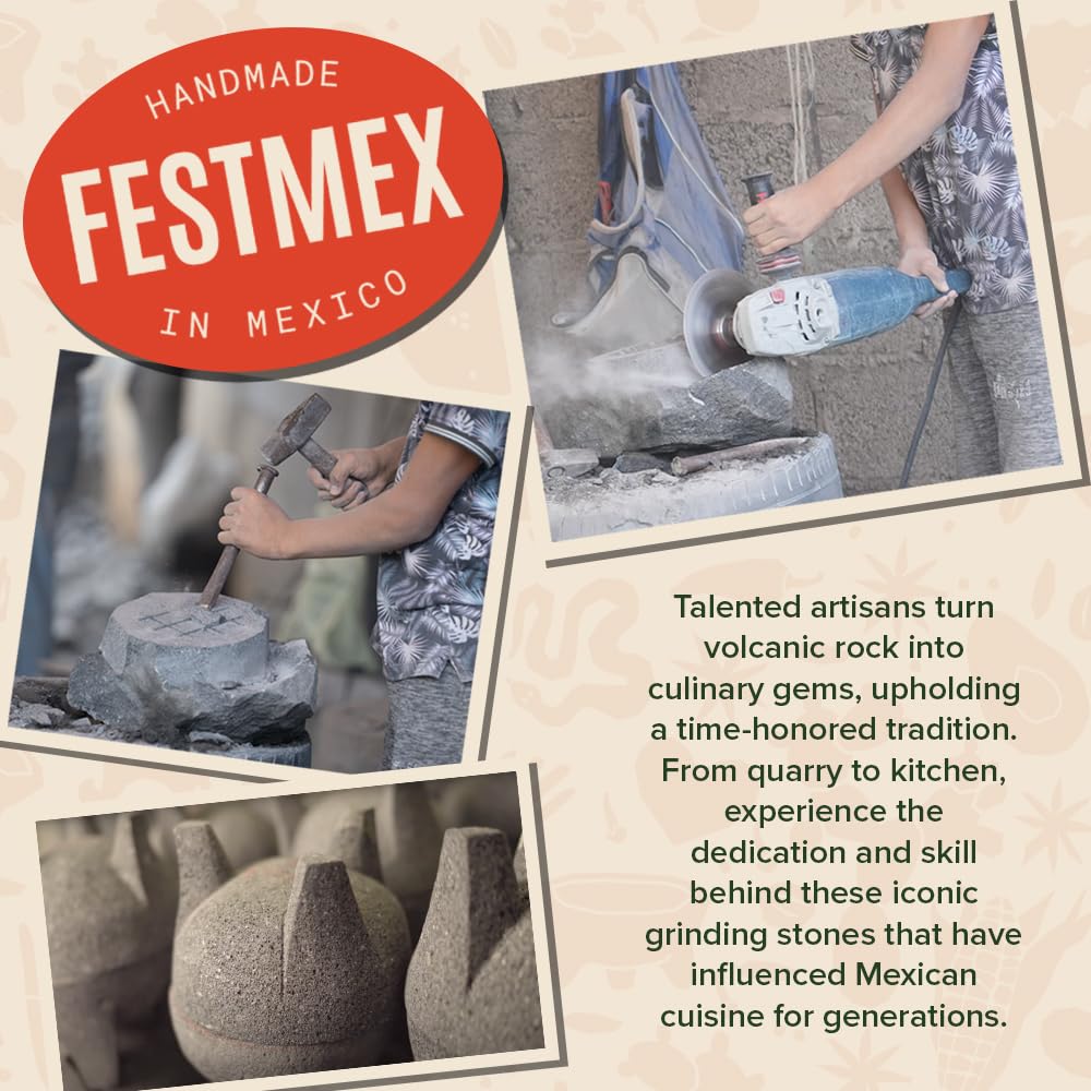 FESTMEX molcajete cured surface demonstration with care instructions.