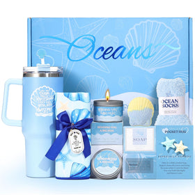 Fesveoke blue ocean tumbler for refreshing drinks during self-care moments