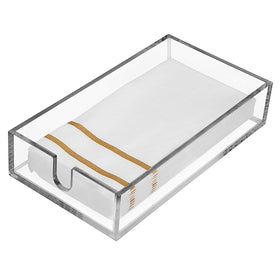 Fete acrylic napkin holder with clear design for chic dining and easy hand towel access.
