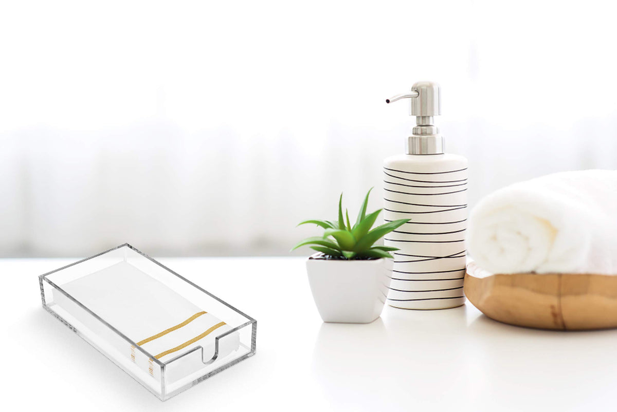 Fete acrylic towel holder bathroom vanity keeps towels neatly accessible and clutter-free.