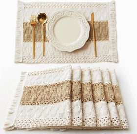 FEXIA placemats set enhances rustic dining with natural cotton burlap texture