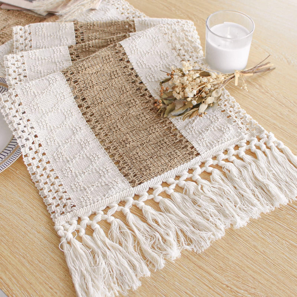 FEXIA boho table runner with tassels adds rustic charm to dining tables.