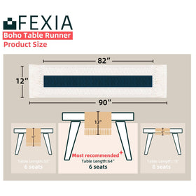 FEXIA 12x90 cream-blue macrame adds soft texture to tables.