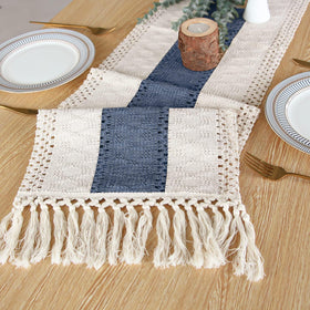 FEXIA boho table runner styled in bedroom decor on a dresser.