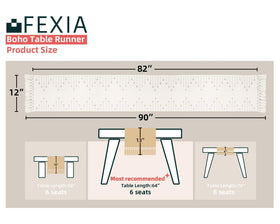 FEXIA macrame table runner ready for dining setup on a long table.