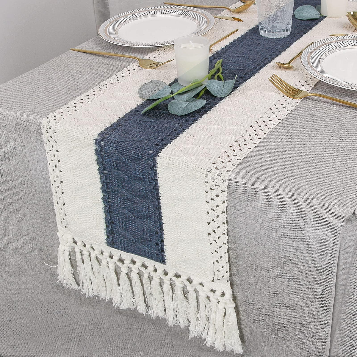 FEXIA boho table runner used as wedding and bridal shower decor.