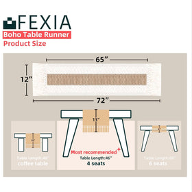 FEXIA dining table setup featuring 72 inch runner for family meals