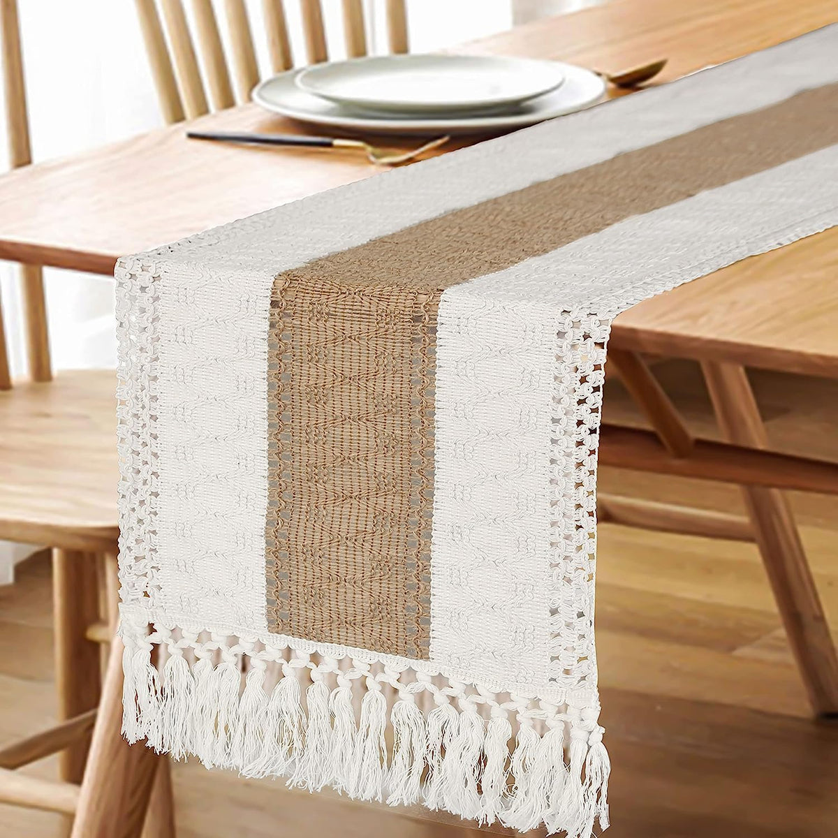 FEXIA rustic farmhouse style table runner on living room surface