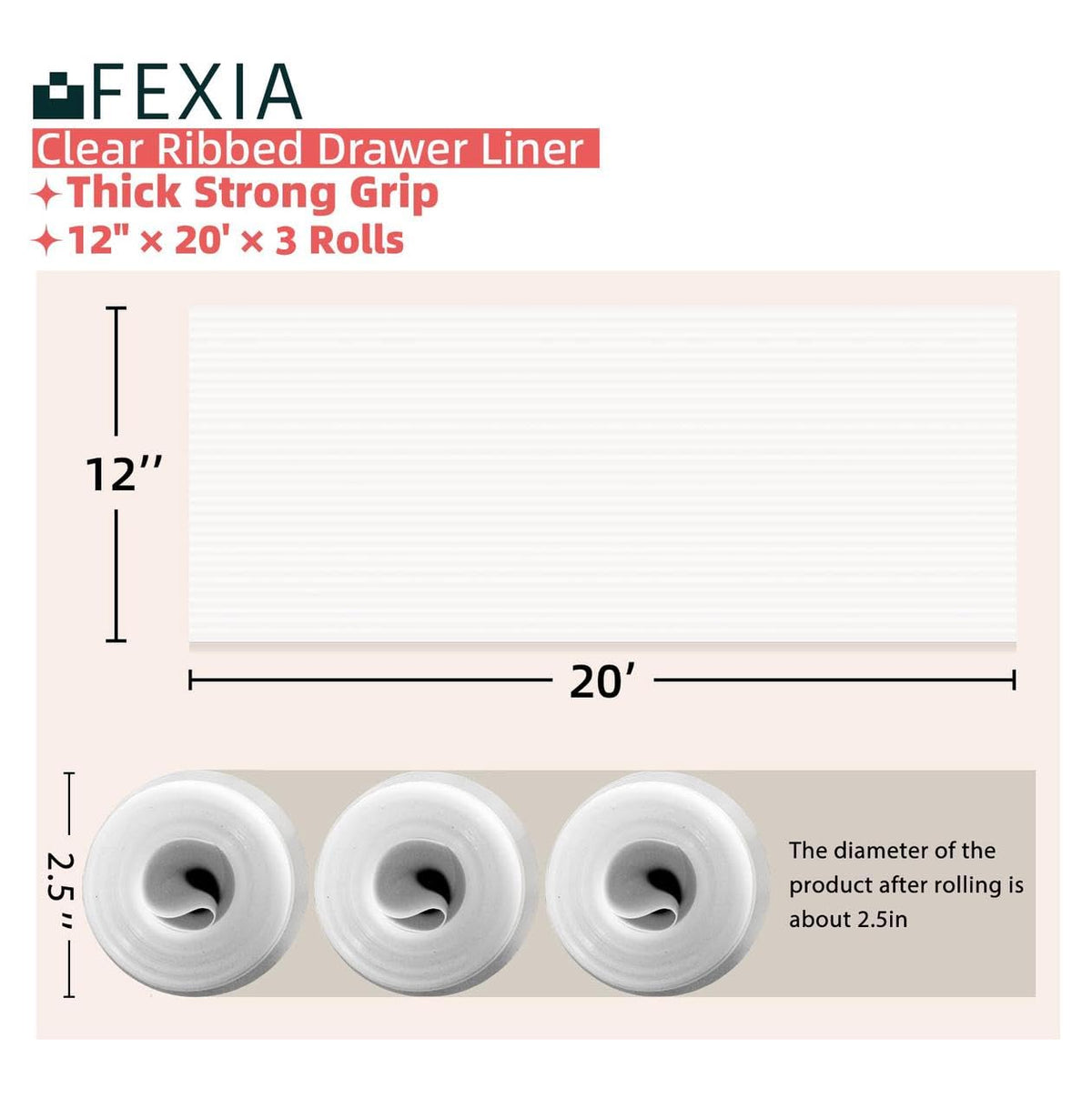 FEXIA non-slip liner for drawers prevents items from shifting during use.