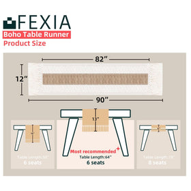 Close-up of tassels on the FEXIA macrame table runner