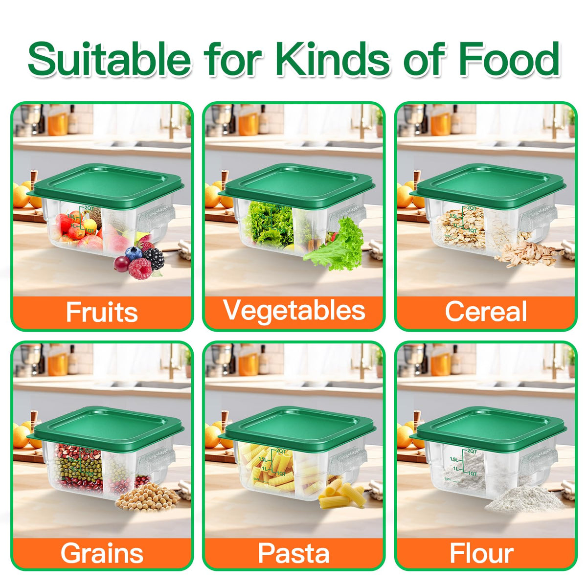 FeyBuosk stackable design maximizes pantry and refrigerator space.