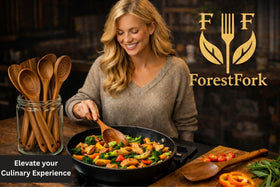 FF FORESTFORK teak spoon rest to keep counters tidy