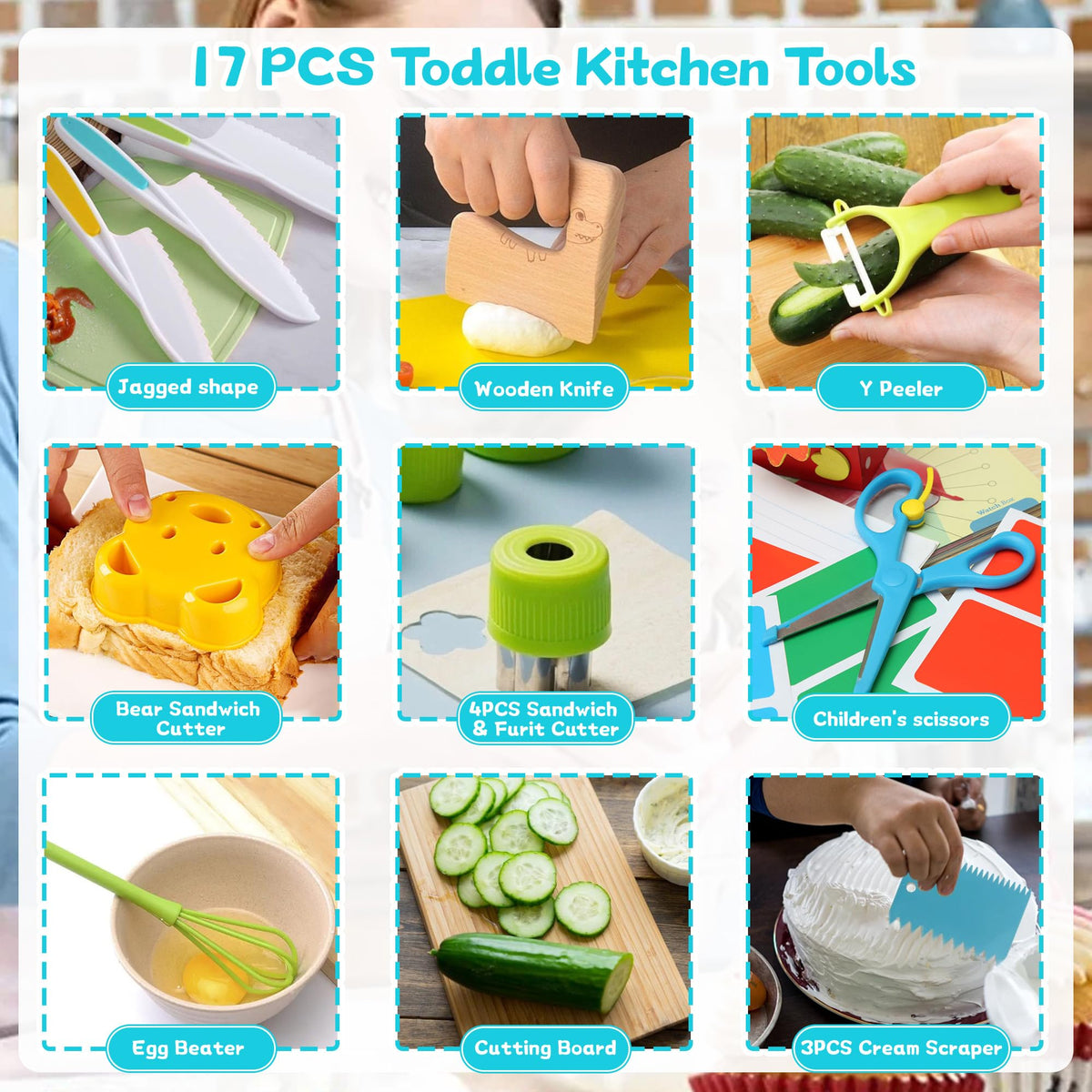 FGASIDYO toddler serrated knives demonstrate safe, kid-friendly edges