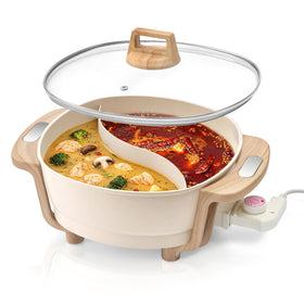 FGJ hot pot dual-sided 6L with divider for two broths, ideal for family meals