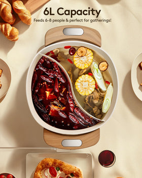 FGJ hot pot large 6L capacity suitable for family dinners and parties
