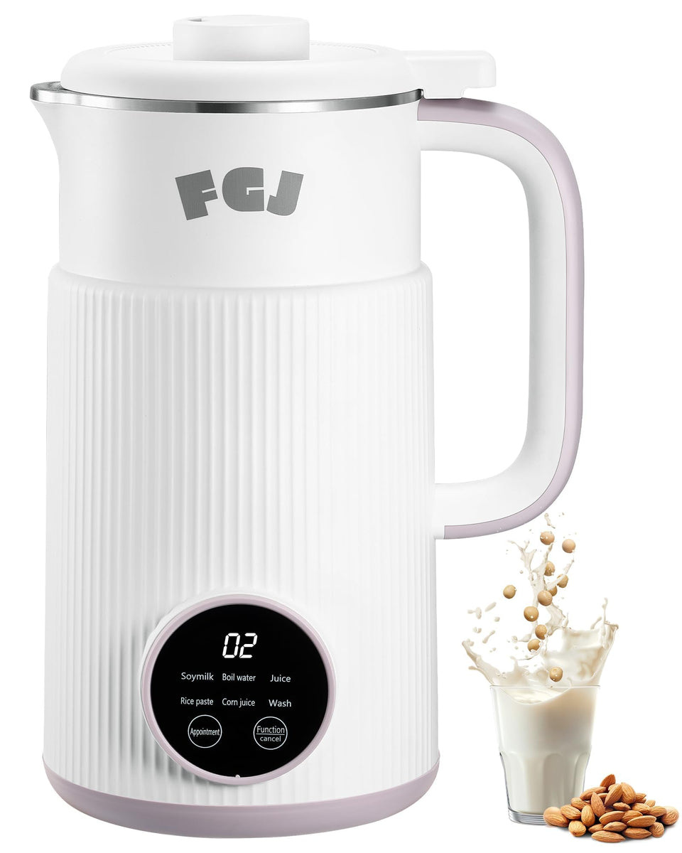 FGJ Nut Milk Maker 28oz front view showing 6-in-1 versatility for almond, oat, and soy milk