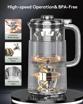 FGJ Nut Milk Maker stainless steel body conveys durability for daily plant-based blending