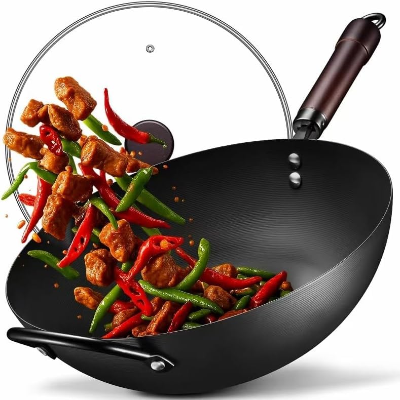 FGJ 13-inch flat-bottom wok ready for high-heat searing and tossing