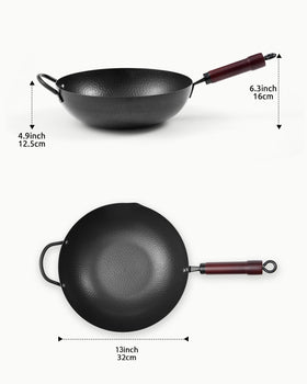 FGJ Wok Pan kitchen scene reflecting easy care and patina development.