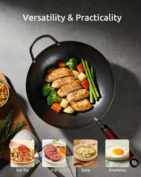 FGJ Wok Pan ready-to-use after pre-seasoning on arrival.