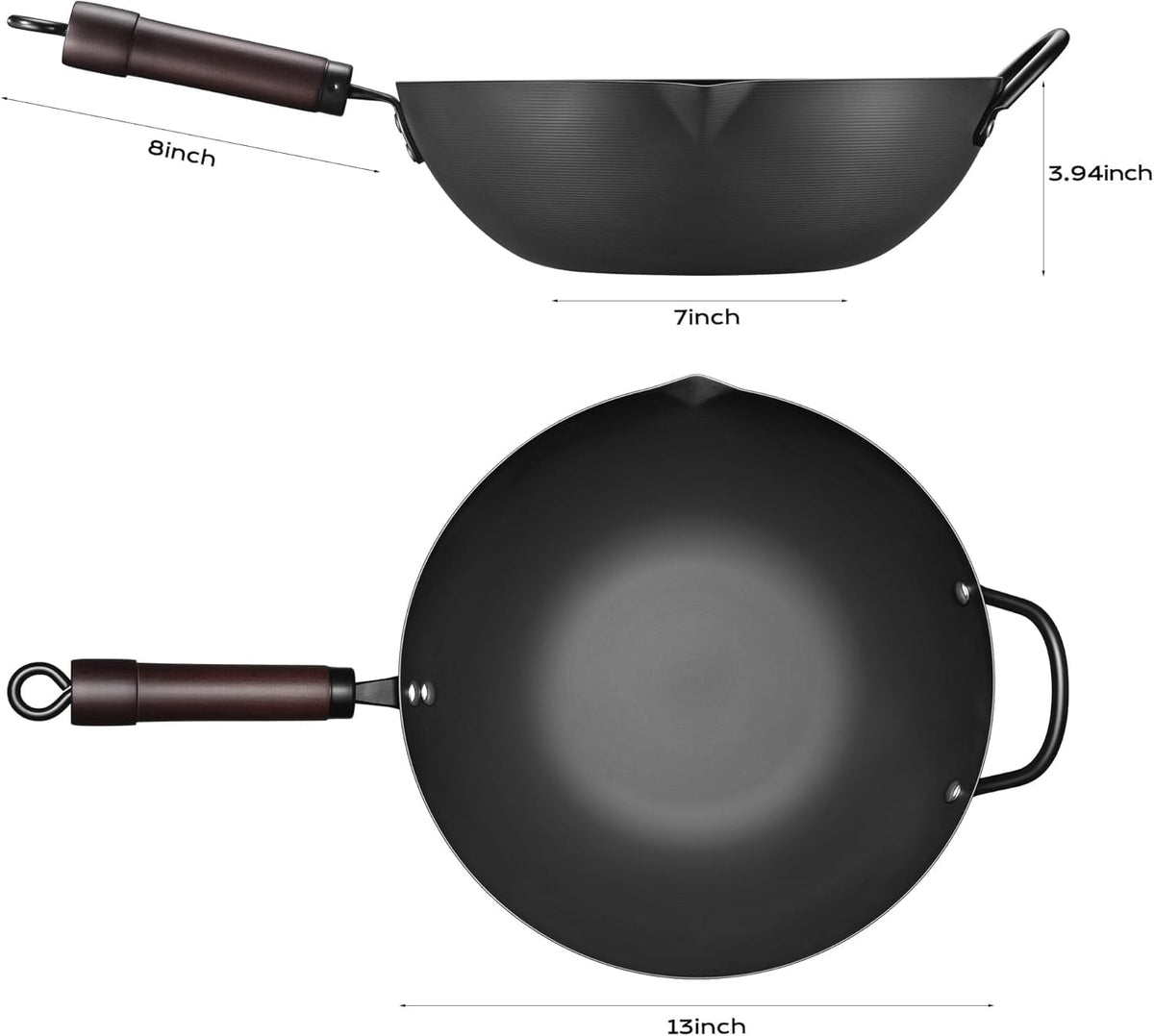 FGJ pre-seasoned carbon steel wok with natural nonstick release