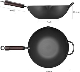 FGJ pre-seasoned carbon steel wok with natural nonstick release