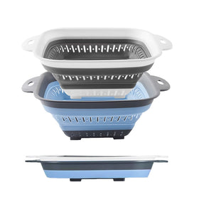 Fglmctsh collapsible colander blue-gray full set for quick pasta draining.