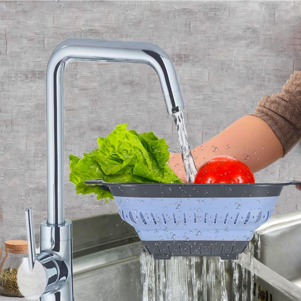 Fglmctsh colander over-sink draining design makes rinsing easy.