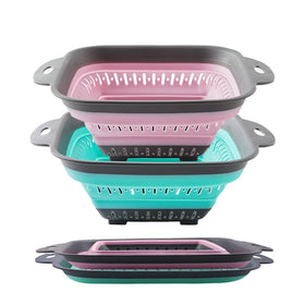 Fglmctsh collapsible colander square red in-sink promotes fast pasta draining.