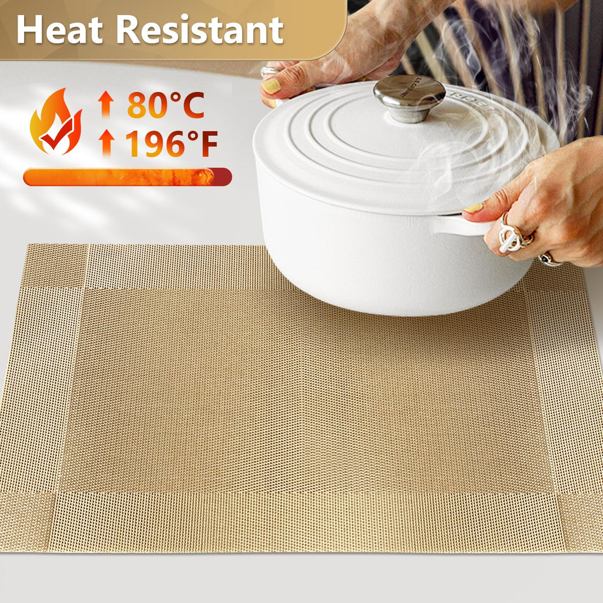 FGSAEOR easy-clean placemats wipe clean after meals.