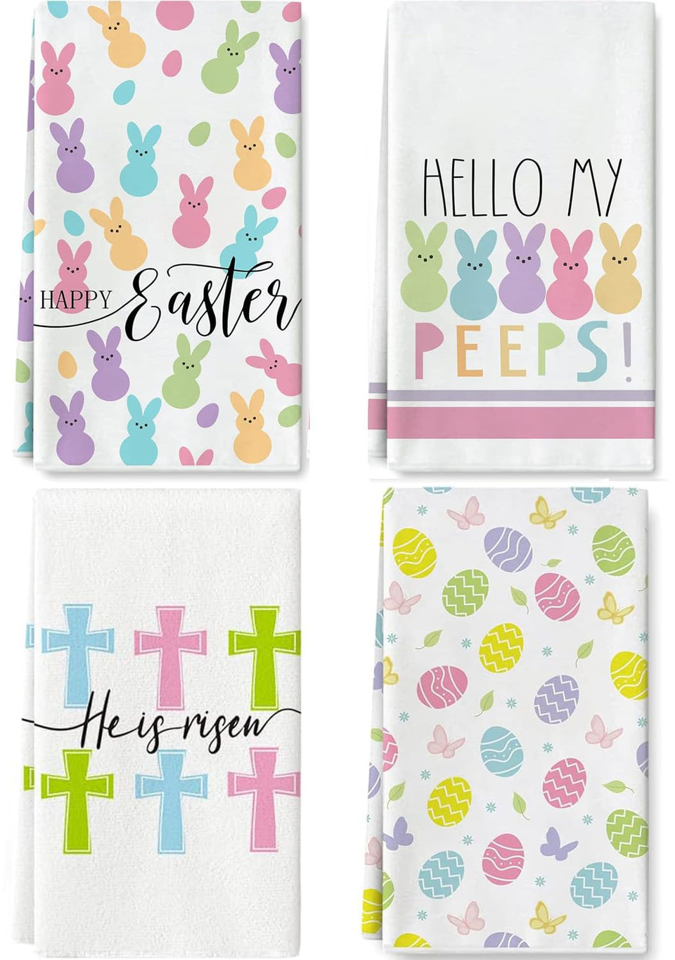 Fhasmy Easter towels with carrot egg bunny florals brighten kitchens and absorb spills