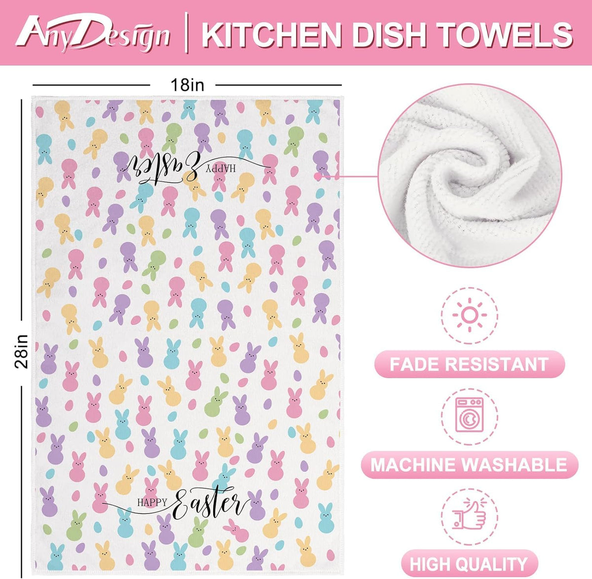 Fhasmy Easter towels with 18x28 inch size help with dish drying