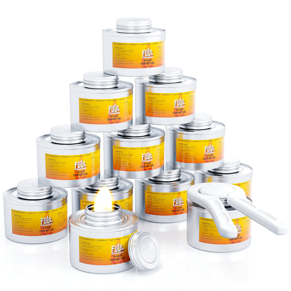 FHS Retail 6 Hour Chafing Fuel can front view for stable buffet warming
