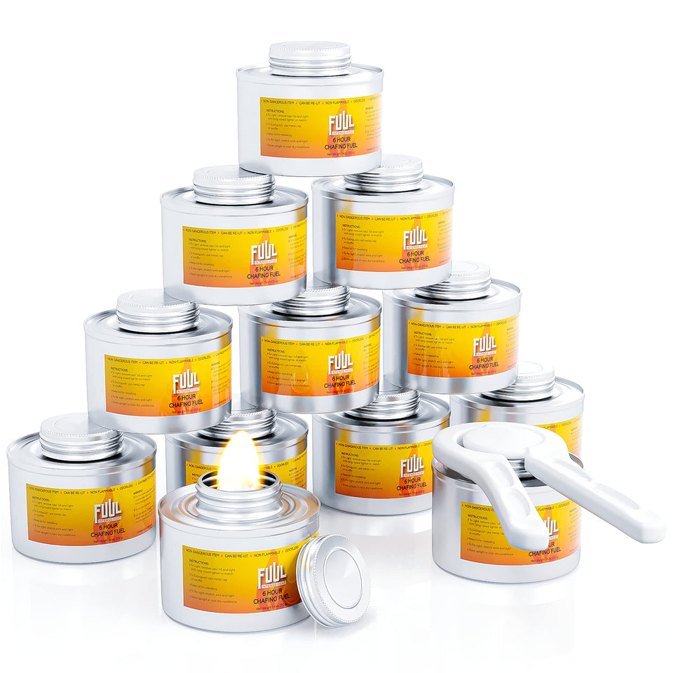 FHS Retail 6 Hour Chafing Fuel can front view for stable buffet warming