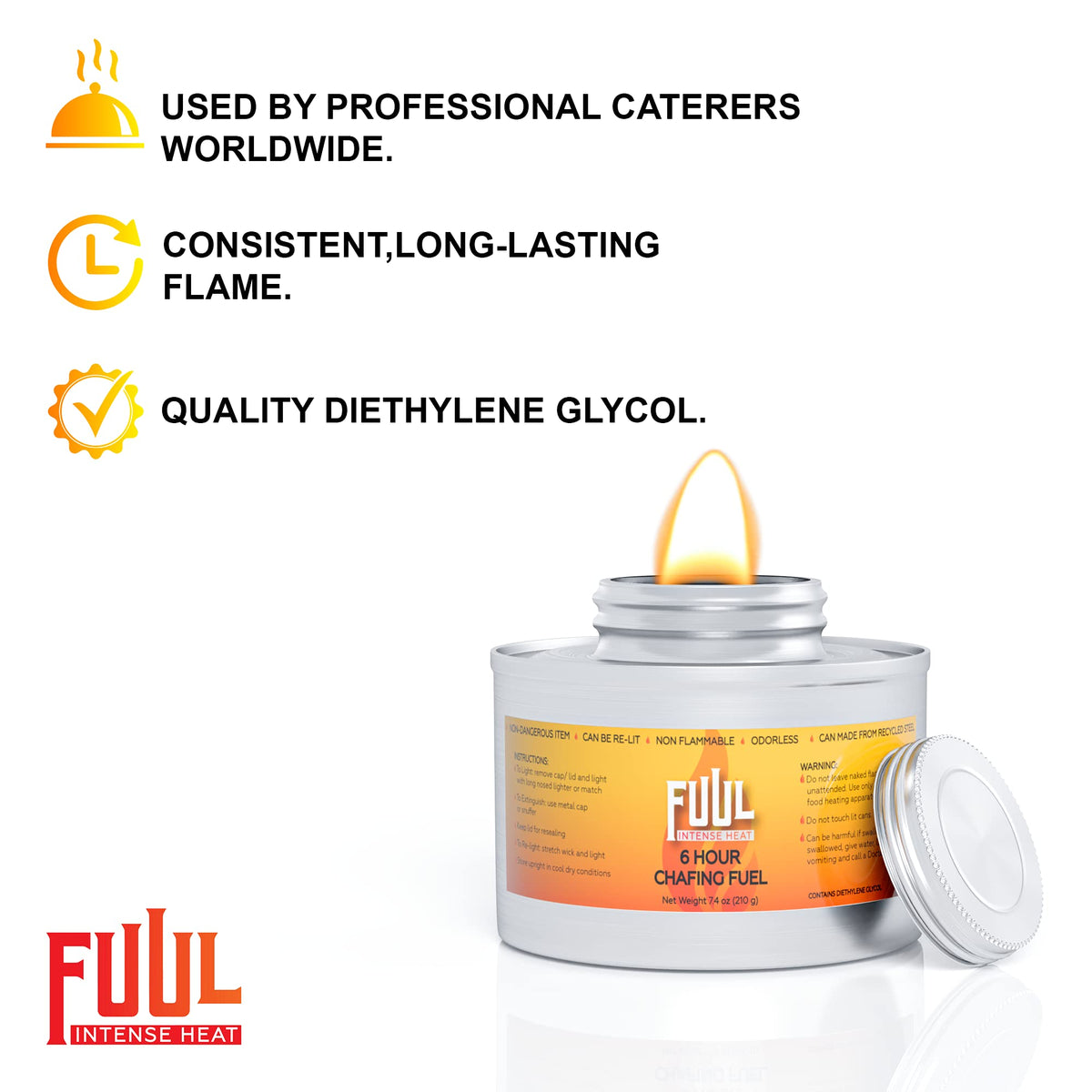 FHS Retail 6 Hour Chafing Fuel pack-12-cans demonstrates value for events