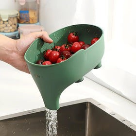 FHTECO elephant drainage basket drainage holes speed up rinsing and draining.