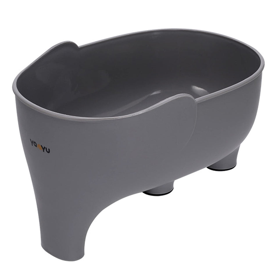 FHTECO elephant drainage basket in gray for compact kitchen rinsing.