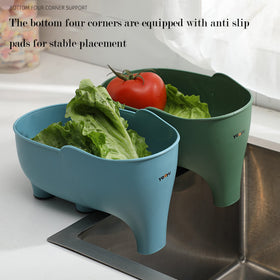 FHTECO elephant drainage basket with stable legs prevents tipping during draining.