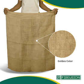 FIBEUSION 24x40 inch burlap sack laid flat for long-term storage.