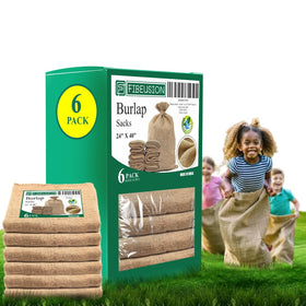 FIBEUSION heavy-duty burlap sack front view highlighting 50 lb capacity for storage.
