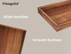 Fibogollo small acacia tray with handles for condiments and utensil organization
