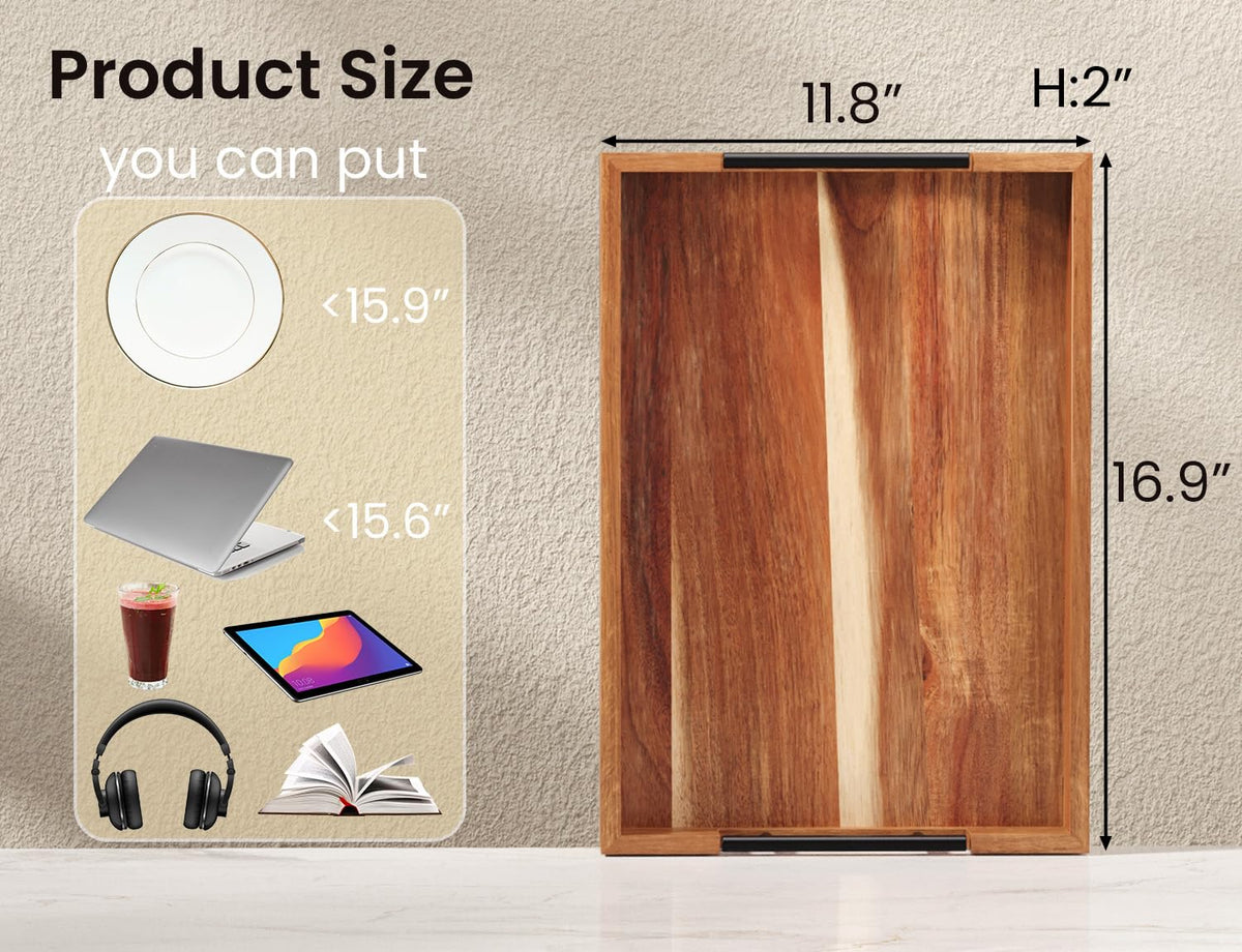Fibogollo acacia wood tray surface easy to wipe clean after meals.
