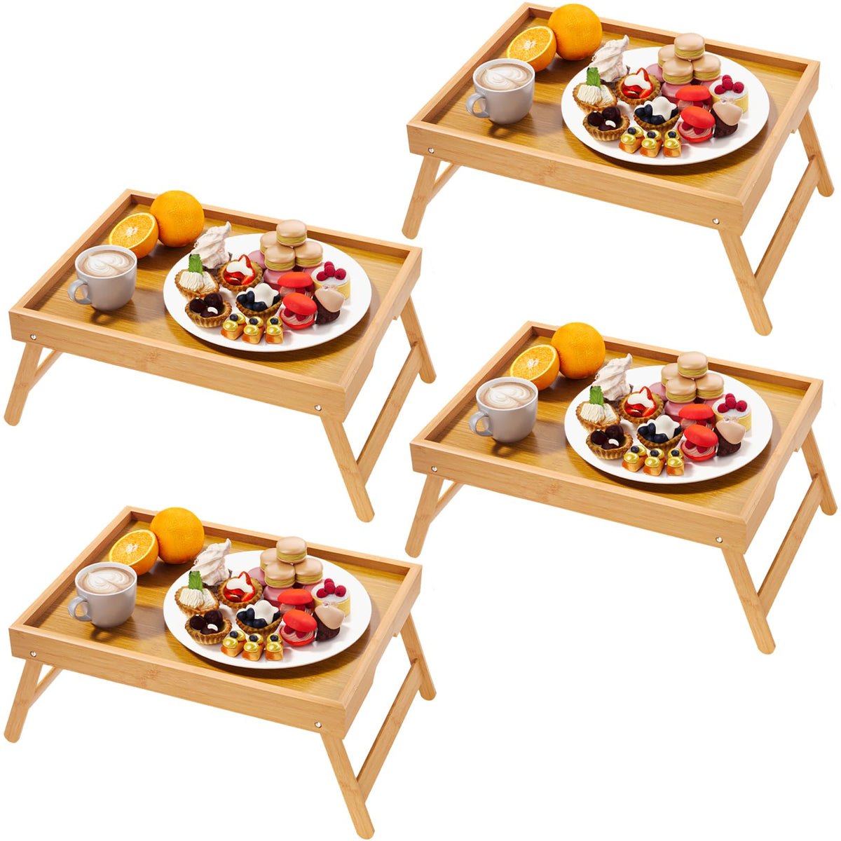 Fibogollo bamboo bed tray with folding legs for easy bedside meals