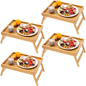 Fibogollo bamboo bed tray with folding legs for easy bedside meals